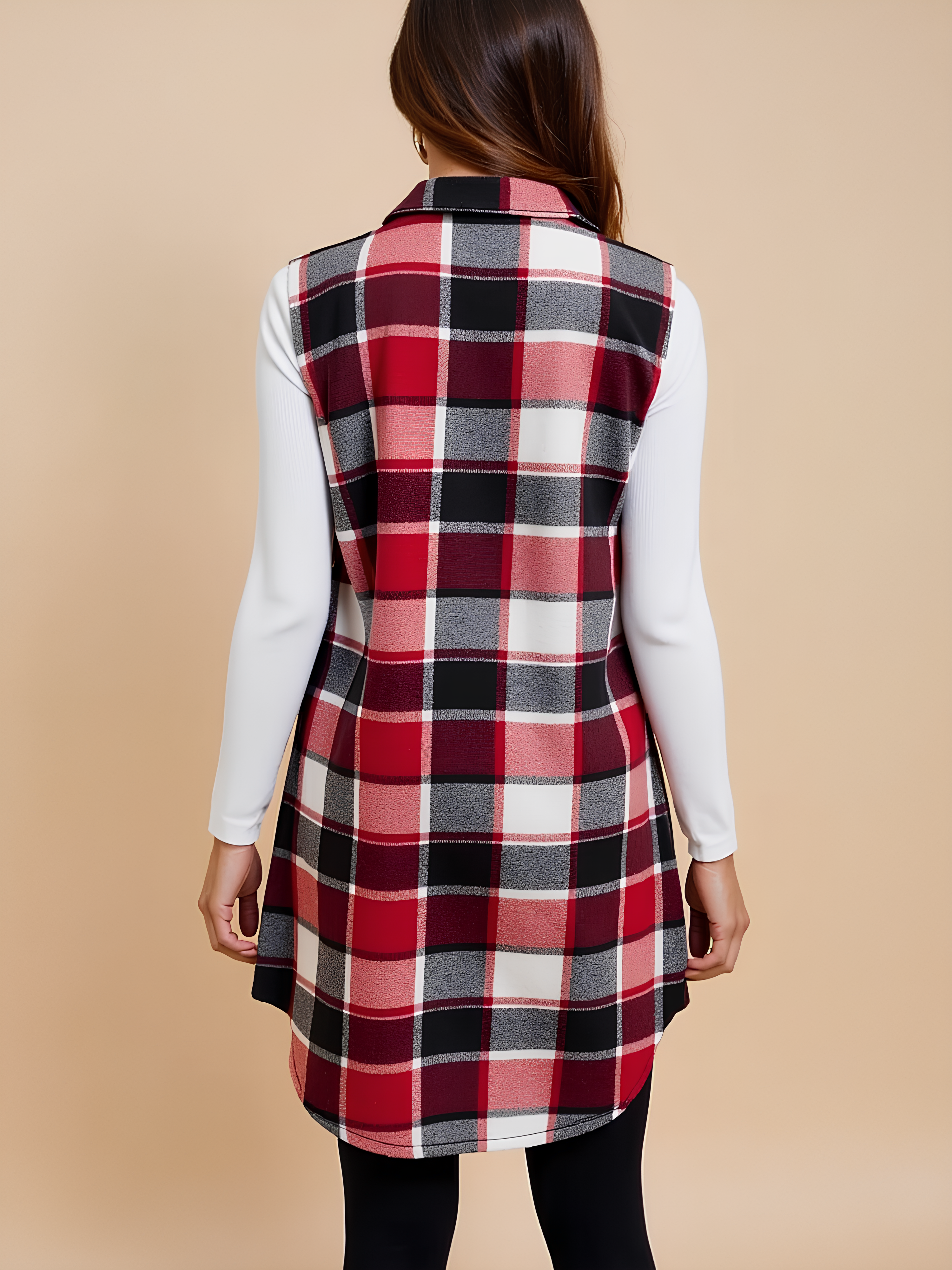 Button Down Plaid Maternity Vest