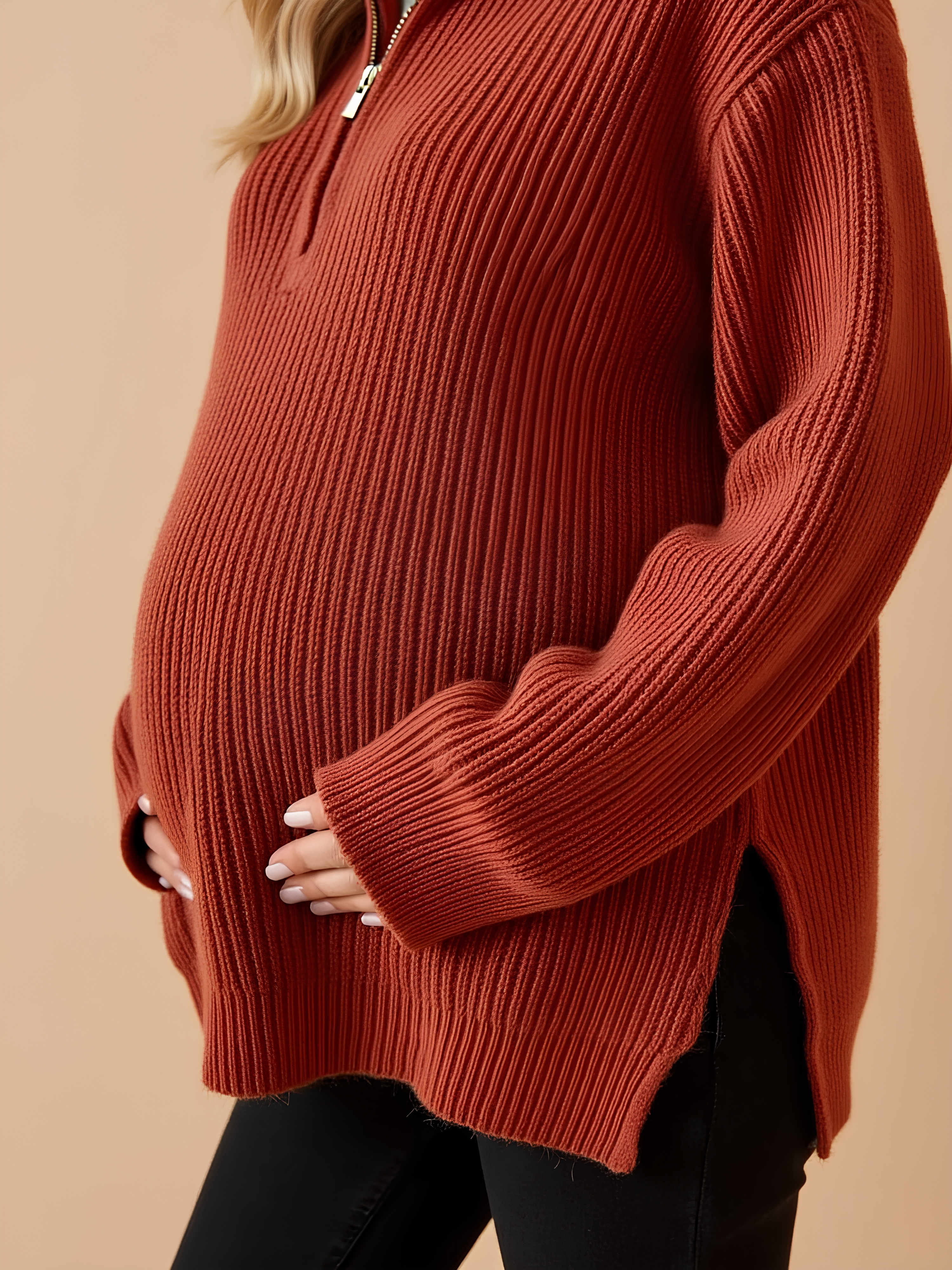 Classic Zip Front Maternity Jumper
