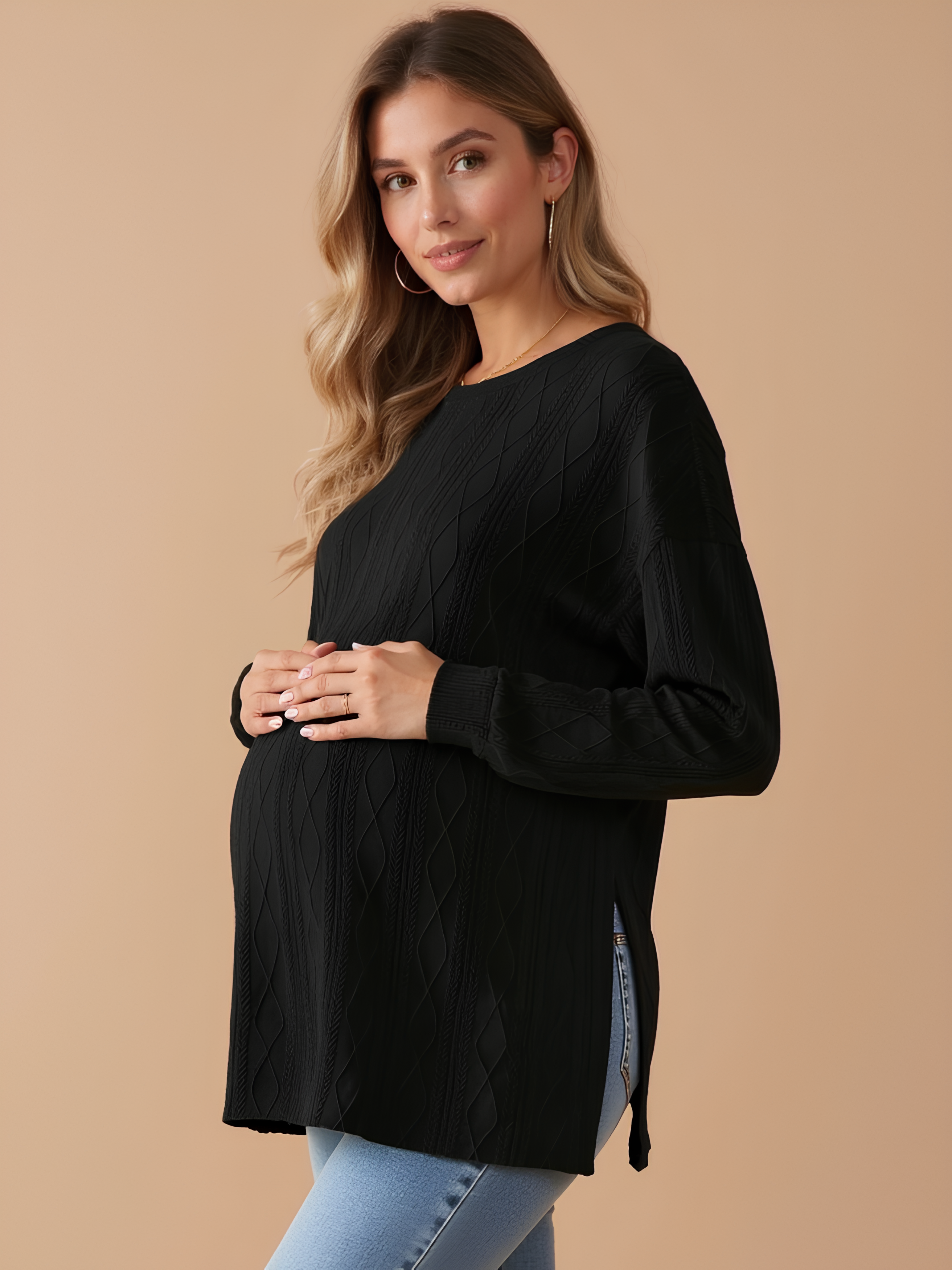 Textured Knit Maternity Sweater