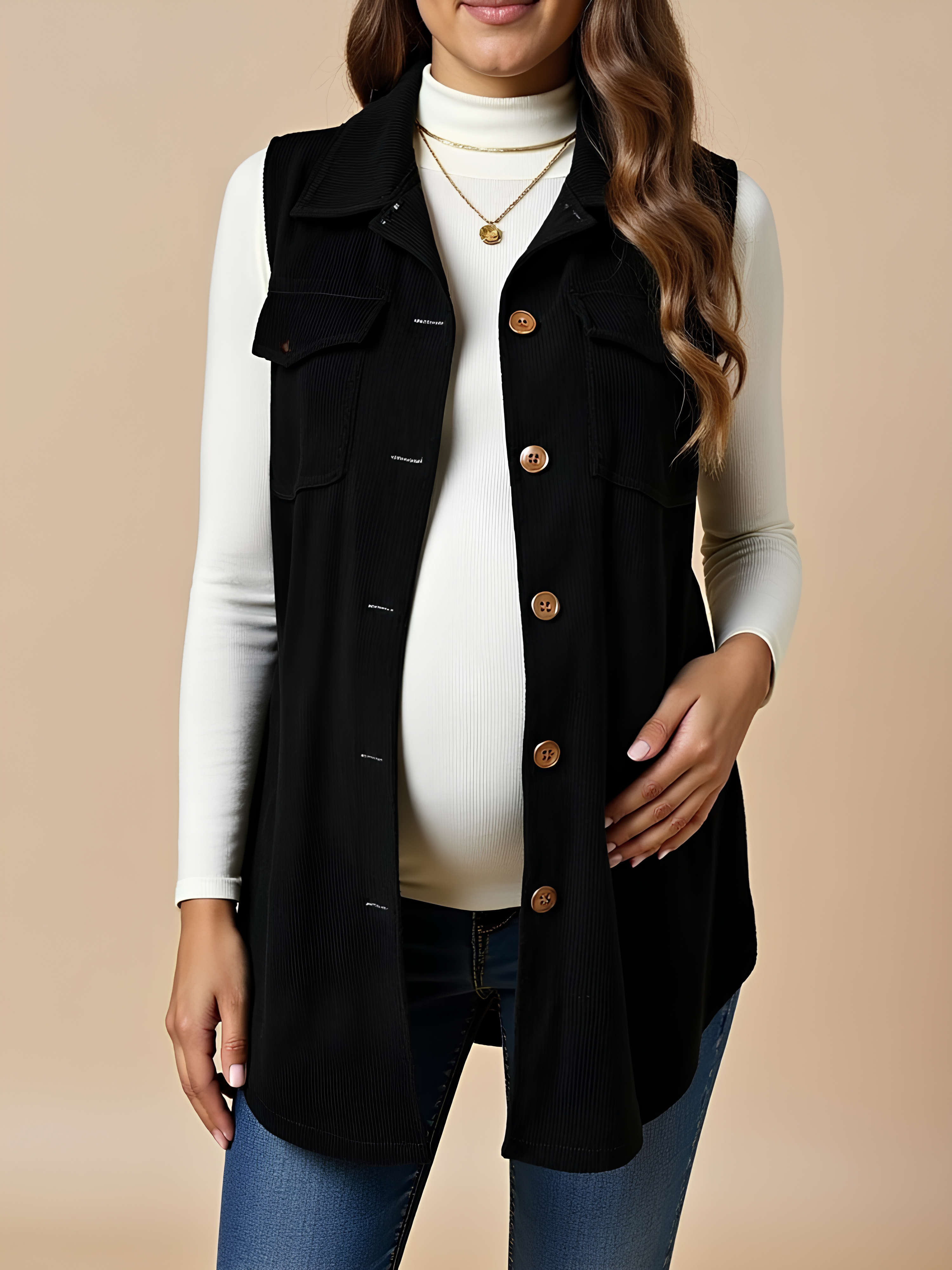 Classic Corduroy Button Maternity Vest