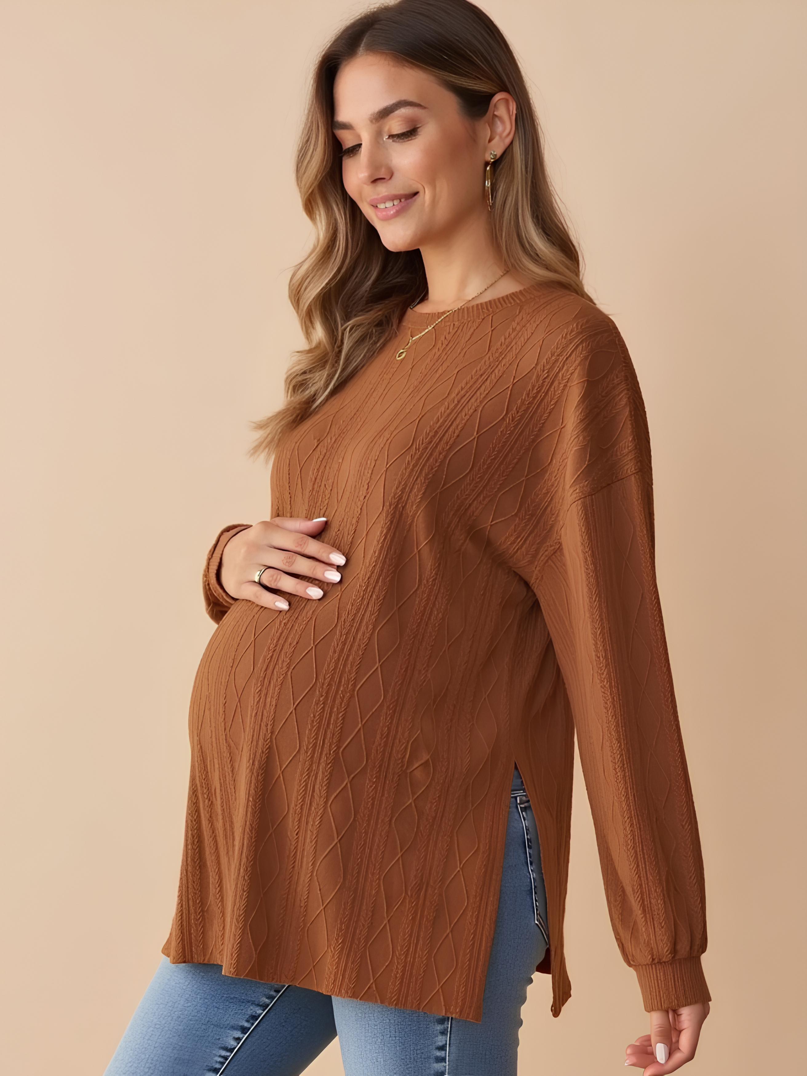 Textured Knit Maternity Sweater