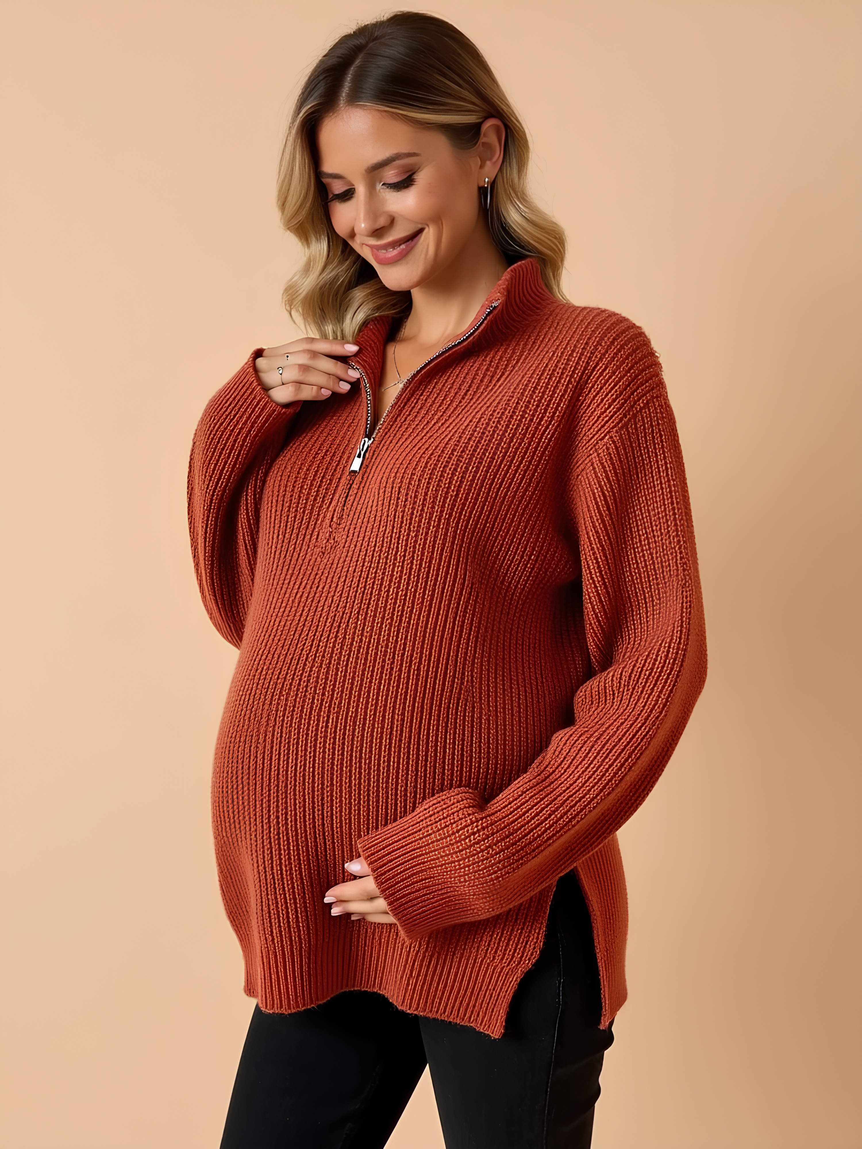 Classic Zip Front Maternity Jumper