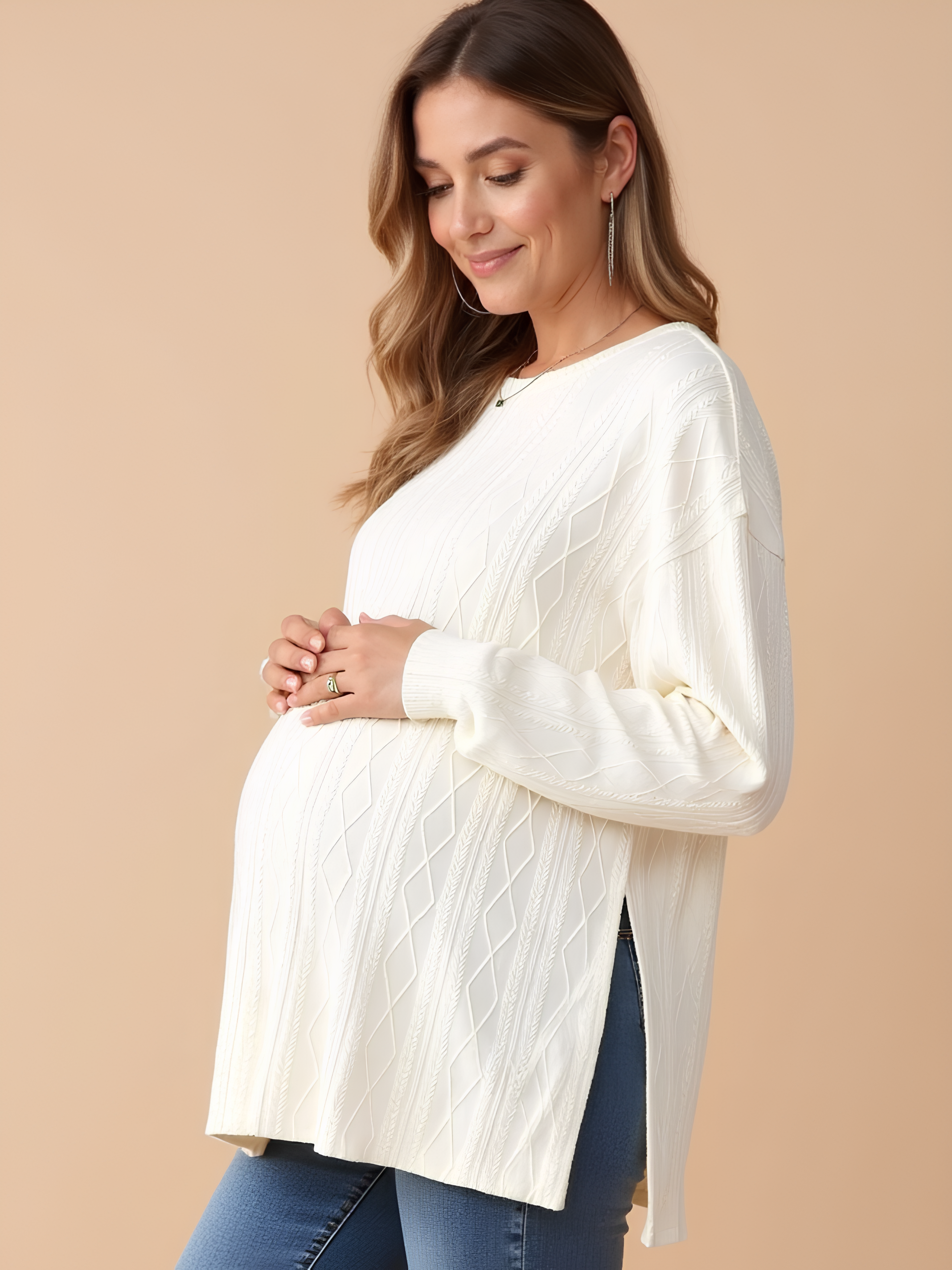 Textured Knit Maternity Sweater