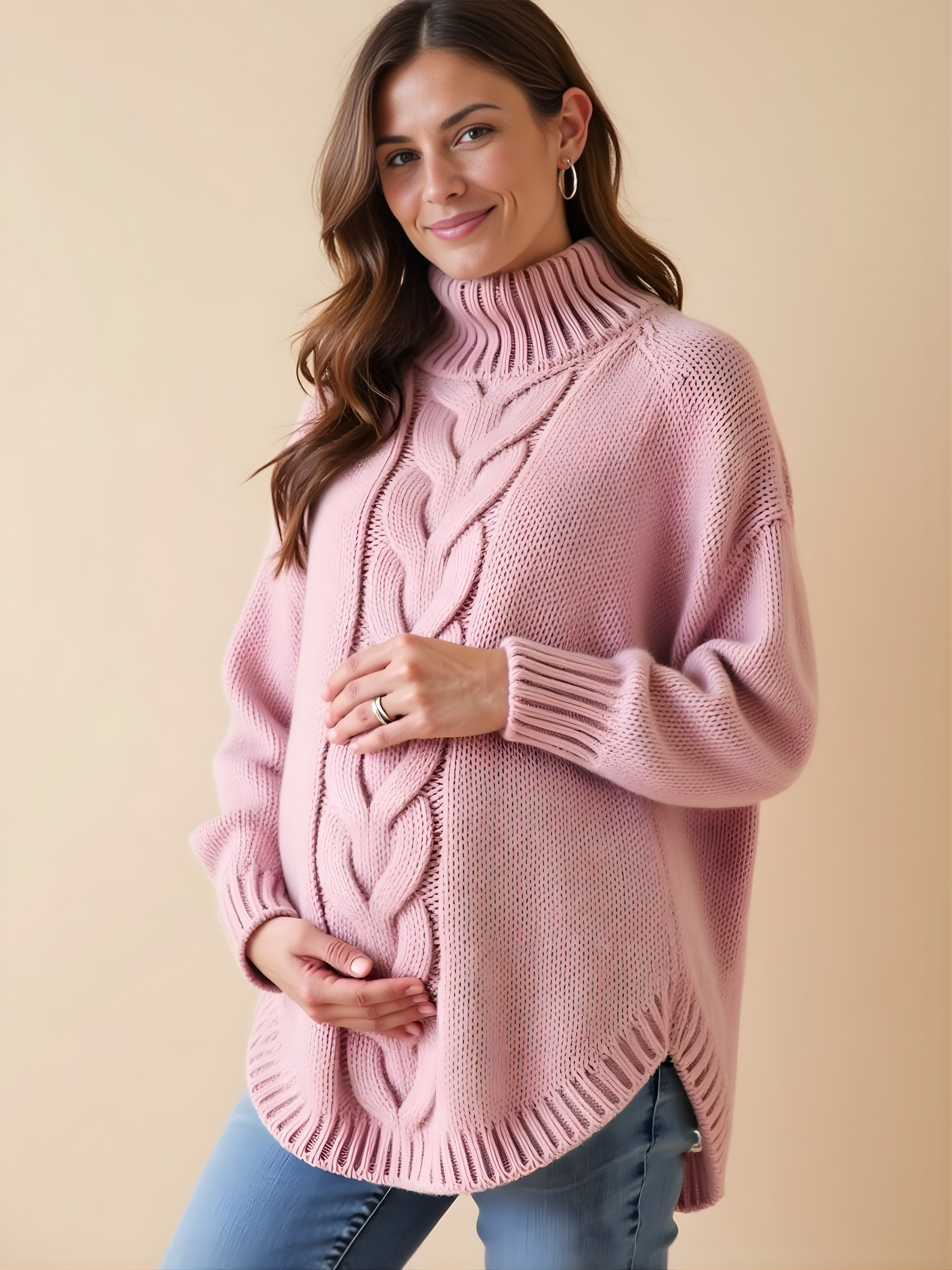 Comfy High-Neck Maternity Sweater