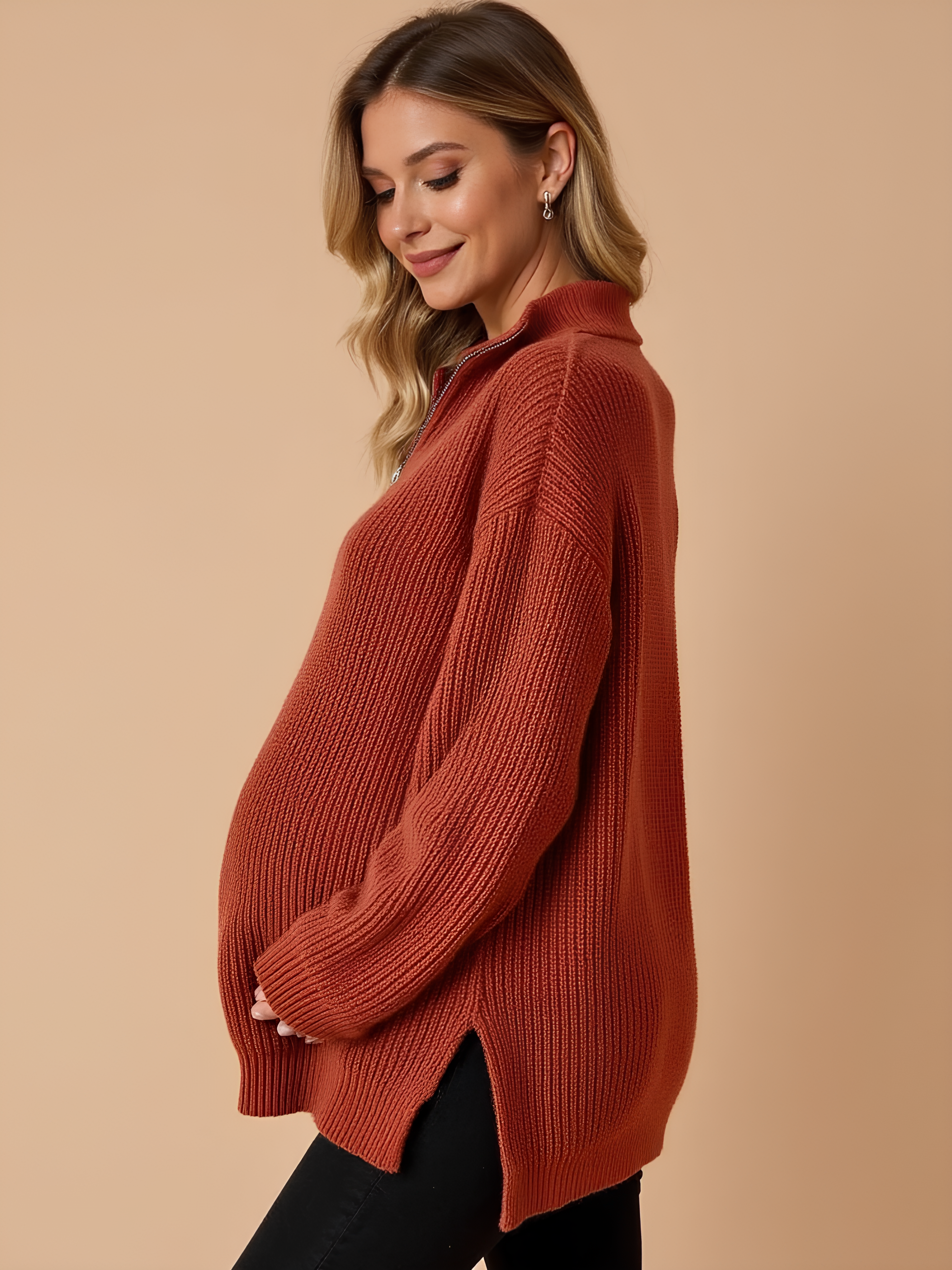 Classic Zip Front Maternity Jumper