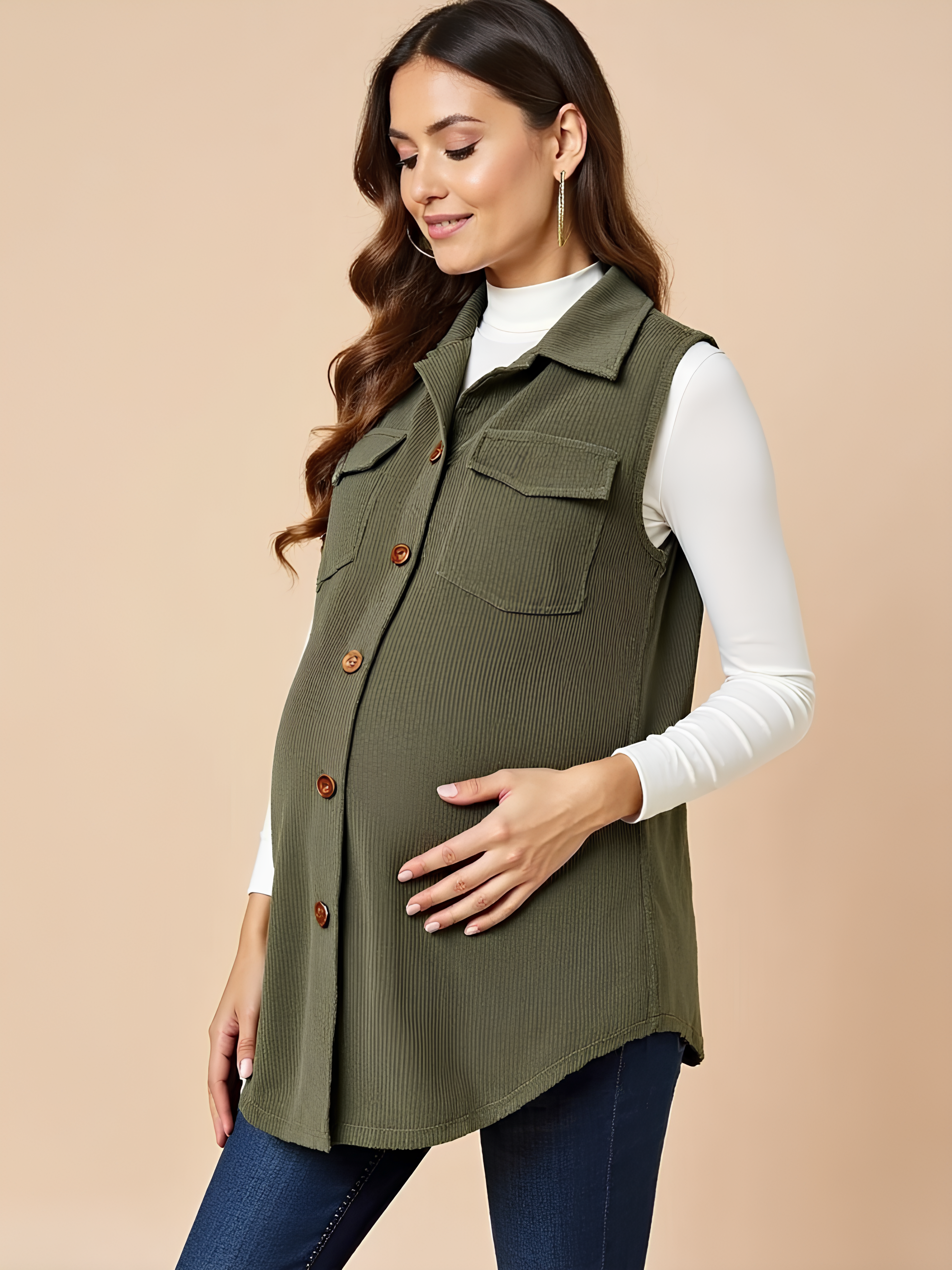 Classic Corduroy Button Maternity Vest
