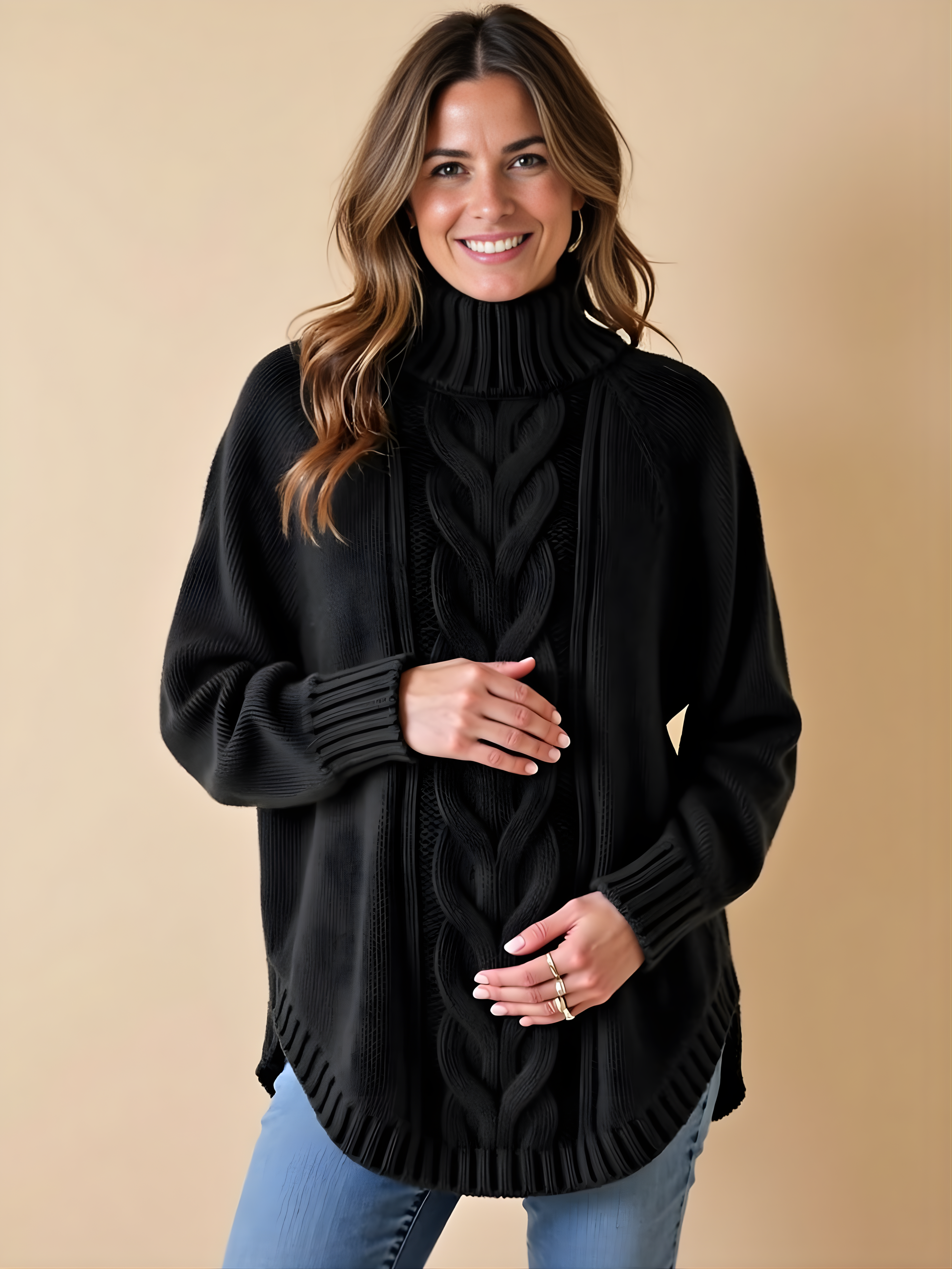 Comfy High-Neck Maternity Sweater