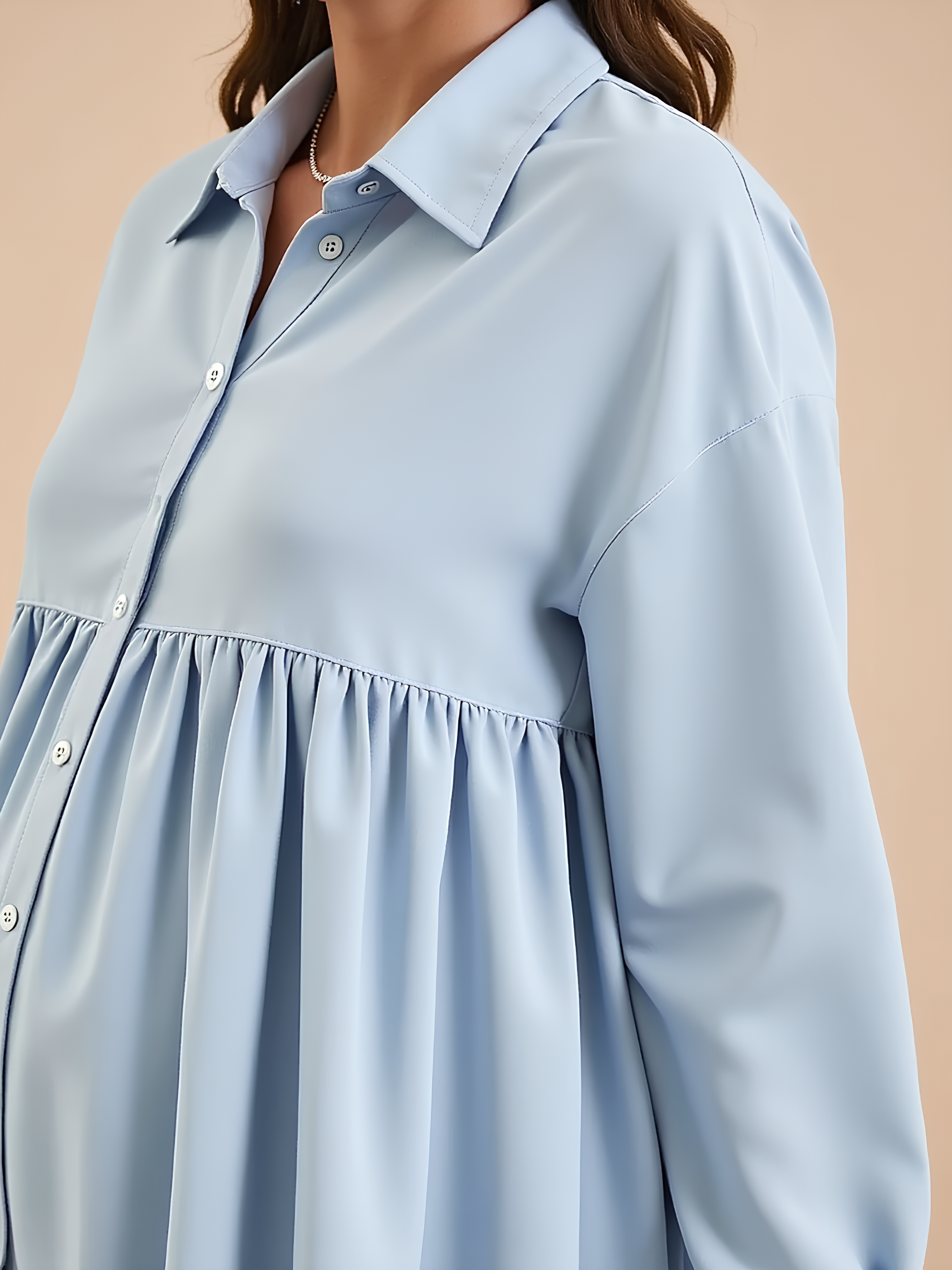 Relaxed Button Maternity Blouse
