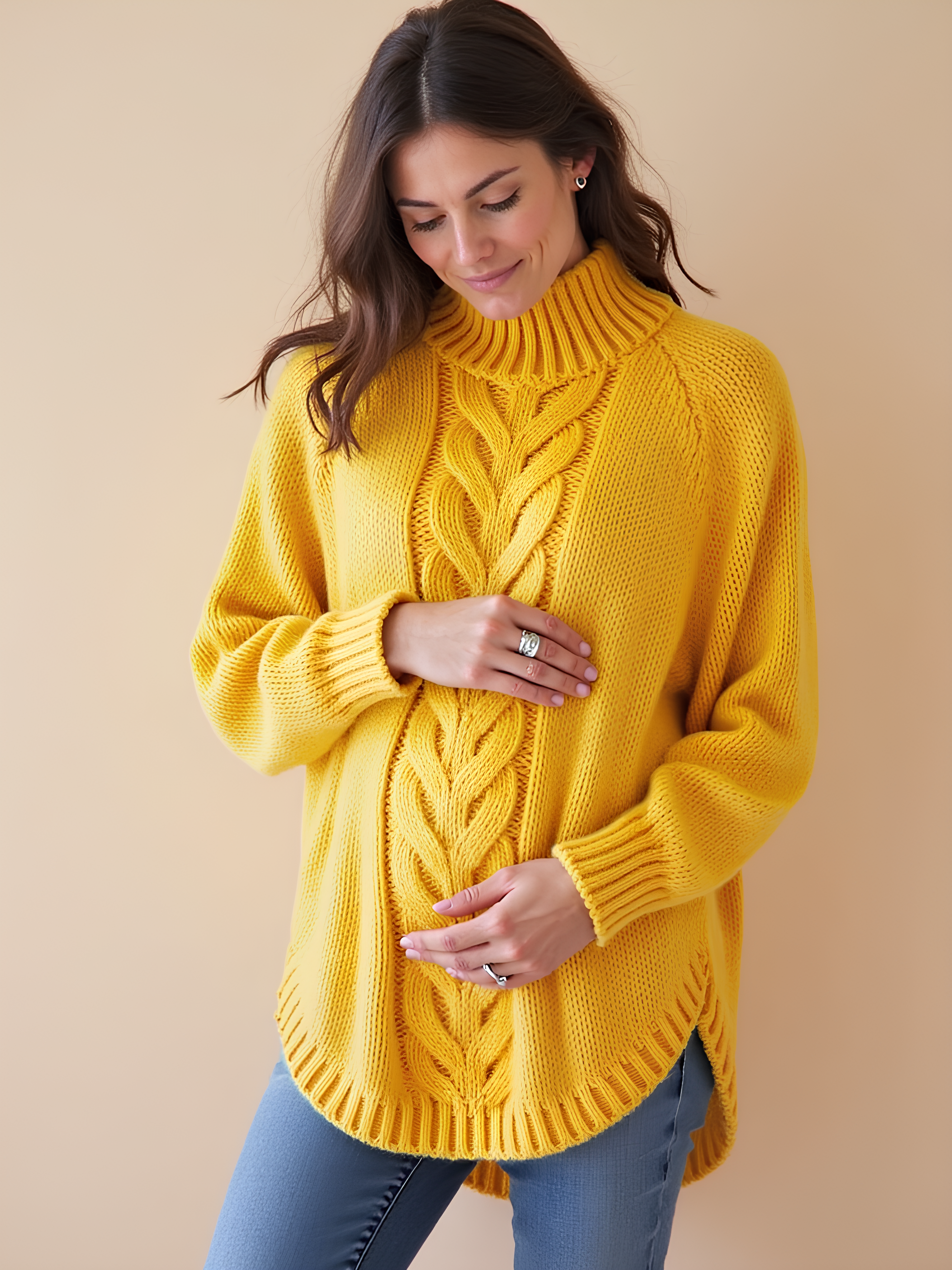 Comfy High-Neck Maternity Sweater