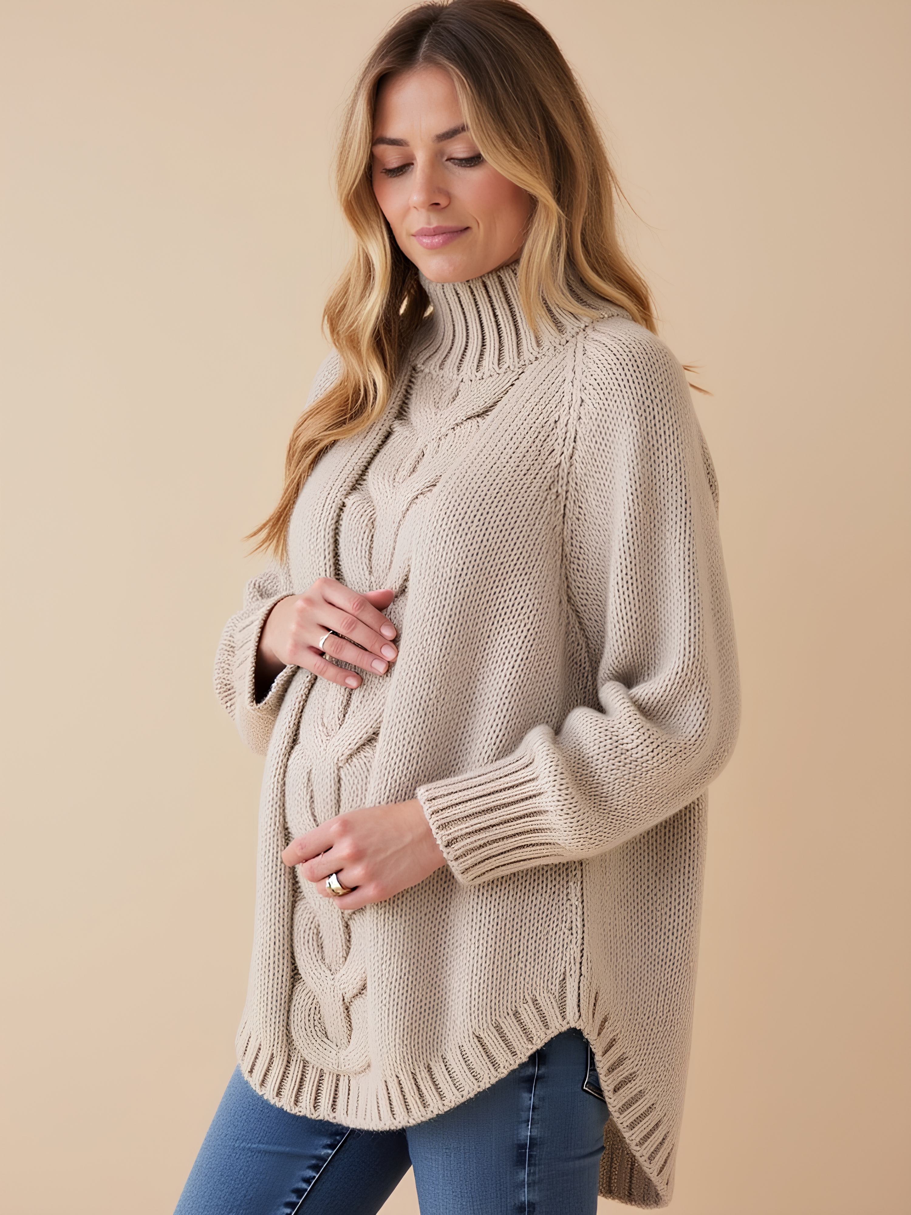 Comfy High-Neck Maternity Sweater