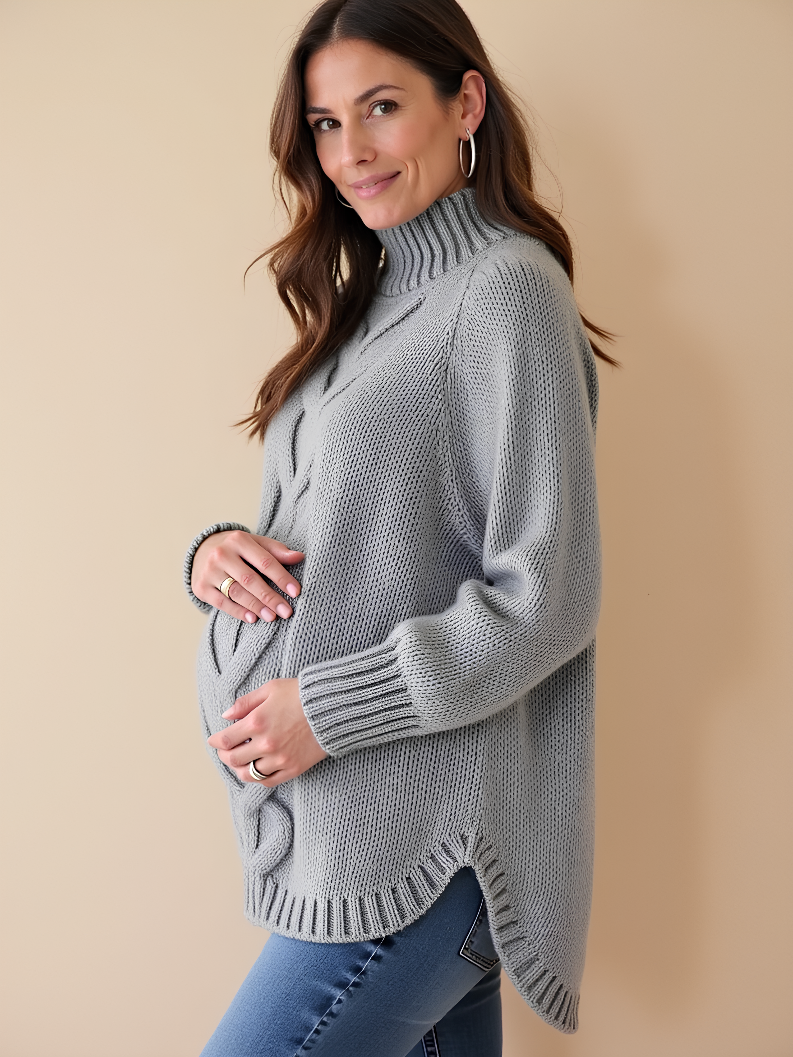 Comfy High-Neck Maternity Sweater